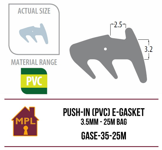 Push-in (PVC Nitrile) E Gasket 3.5mm - 1m