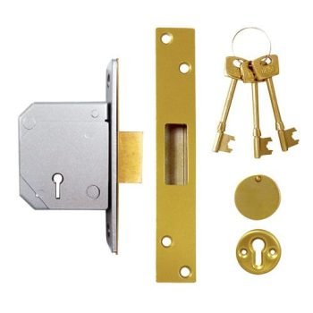(Ex Chubb) Union 3G114E British Standard 5 Lever Mortice Deadlock 2.5" Brass