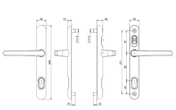 Brisant Lock Lock Handle Gold 211mm Centres