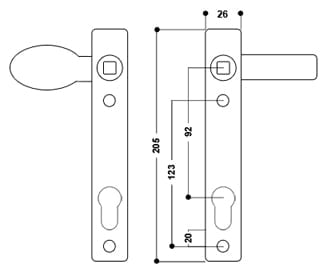uPVC Door Handle No 1 Lever/Pad
