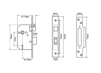 Union J2200S-PL BS 5 Lever StrongBOLT Sashlock Polished Brass