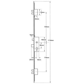 Winkhaus Thunderbolt 5 Deadbolt 35-92 20mm Radius Faceplate