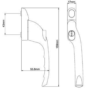 CHAMELEON White Multi Spindle Offset Window Espag Handle Left handed