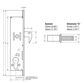 Alpro 5222 Euro Hookbolt Case for Metal Doors 25mm Backset