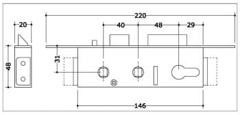 Gibbons centre case (for extension bars) without Snib 30x48